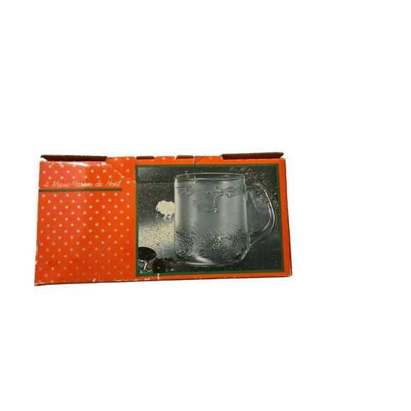 Duralex Vintage Saint-Gobain Set Of 4 Christmas Mugs Maxi-Tasses De Noel France - Picture 3 of 7